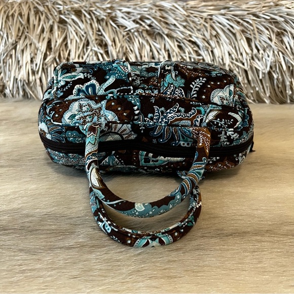 Vintage VERA BRADLEY Java Blue 2006 Small Bowler Bag Brown Floral Y2K Handbag - Picture 8 of 13
